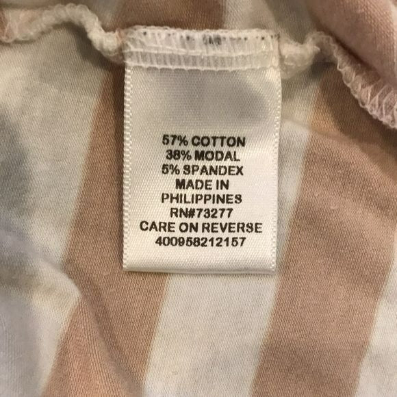 ELLE Beige White Striped Shirt Size M