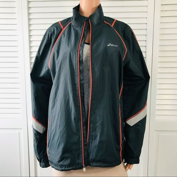 ASICS Gray Orange Windbreaker Jacket Size S