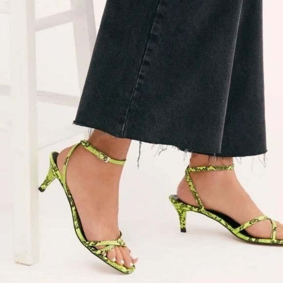 FREE PEOPLE Green Black Salina Strappy Heeled Sandals Size 36
