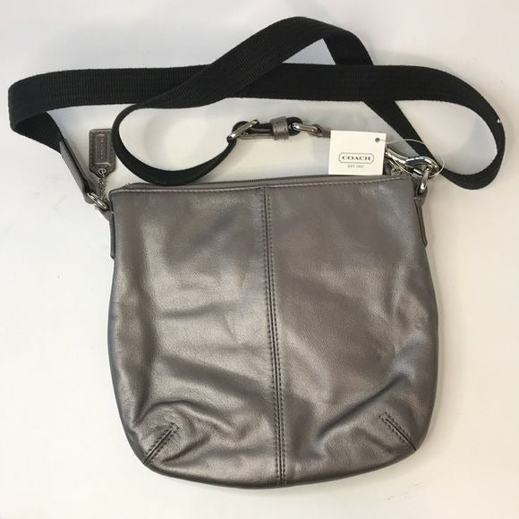 COACH Metallic Silver Leather Cross Body Bag (new with tags)
