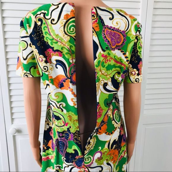TRINA TURK Multicolor Paisley Yuna Shift Short Sleeve Sheath Dress Size 8