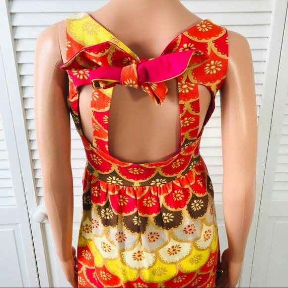 JUDITH MARCH Yellow Orange Printed Sleeveless Dress Size M