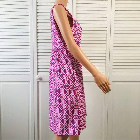 JUDE CONNALLY Pink White Geometric Pattern Sleeveless Dress Size M