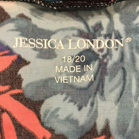 JESSICA LONDON Black Floral Long Sleeve Shirt Size 18/20