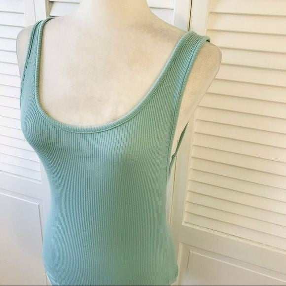 OUT FROM UNDER Turquoise Spaghetti Strap Ribbed Bodysuit