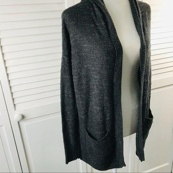 AMERICAN EAGLE Dark Gray Petite Hooded Cardigan Size S