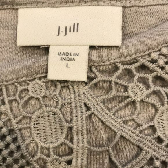 J. JILL Gray Scoop Neck 3/4 Sleeve Shirt