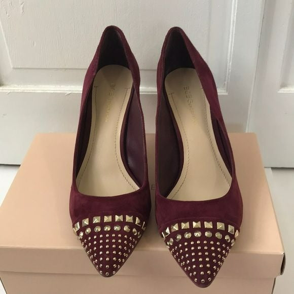 BCBGENERATION Port Wine Gardeni-X Pointed Suede Studded Heels Size 8M