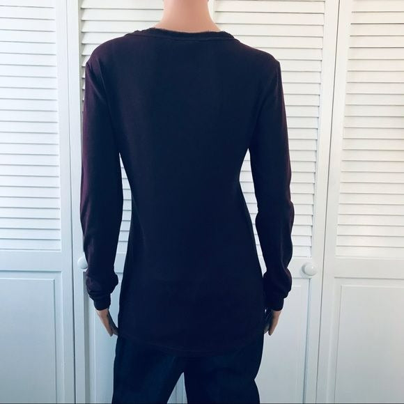 BANANA REPUBLIC Purple Scoop Neck Long Sleeve Shirt Size L