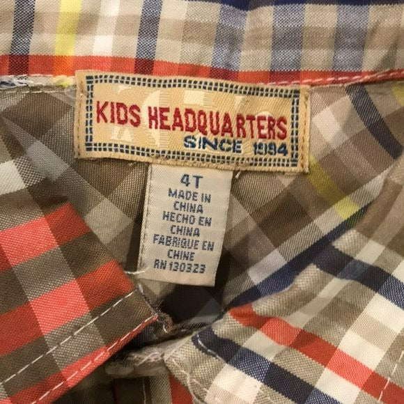 KIDS HEADQUARTERS Plaid Two Piece Set Size 4T