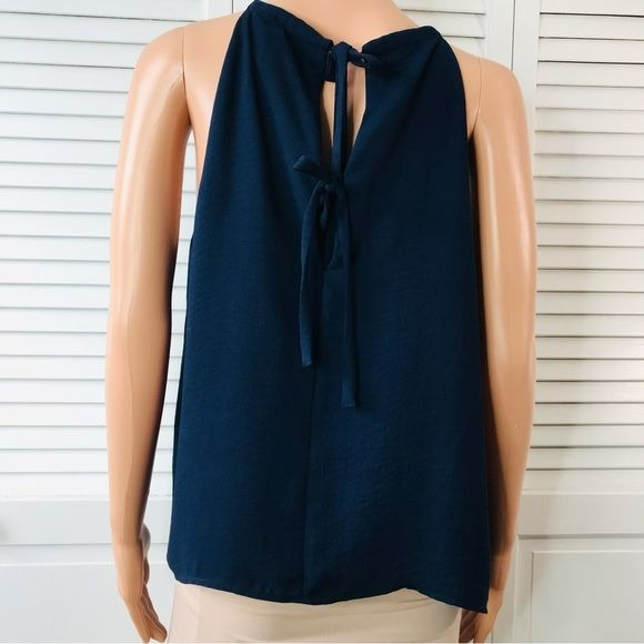 GREYLIN Navy Blue Alana Halter Top Shirt Size M