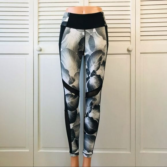 CALIA By Carrie Underwood Gray Black Mesh Detail Leggings Size S