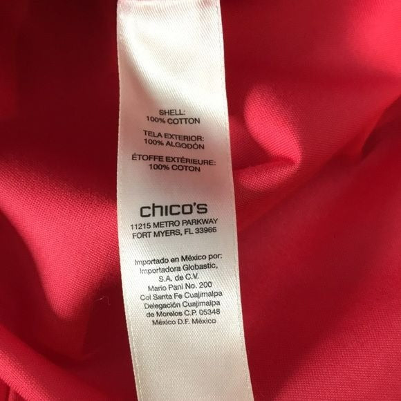 *NEW* CHICO’S Coral 3/4 Sleeve Button Down Lorena Shirt Size M