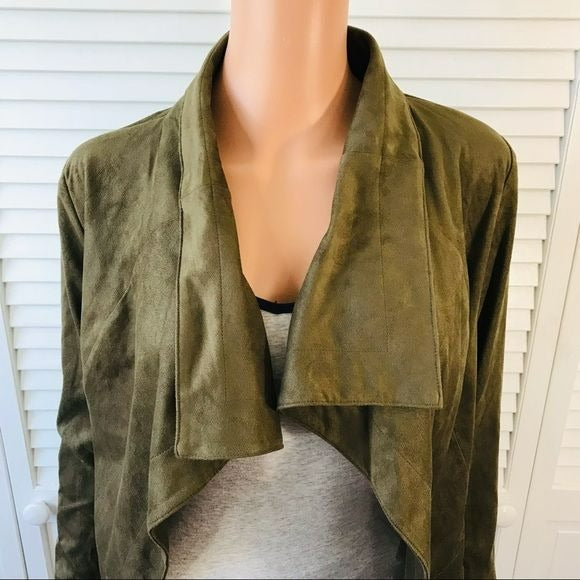 ROMEO & JULIET Green Suede Open Front Jacket Size S