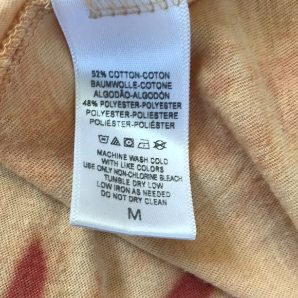 FREE PEOPLE Red Yellow Boho Dip Dye Tie Dye Shirt Size M