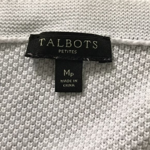 TALBOTS White Scoop Neck Long Sleeve Sweater Size MP
