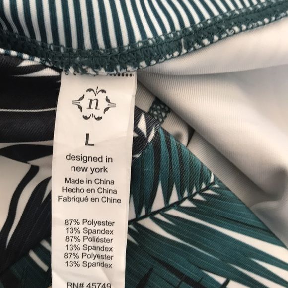 NANETTE LAPORE Green White Leaf Print Leggings Size L