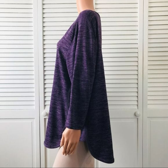 REBECCA MALONE Plus Size Purple Studded Sweater Size 1X