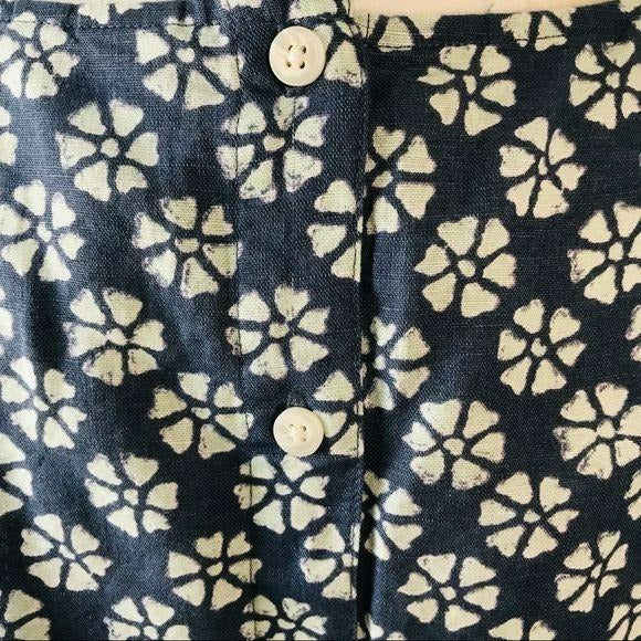 GAP Blue Tie-Front Print Top Size XL