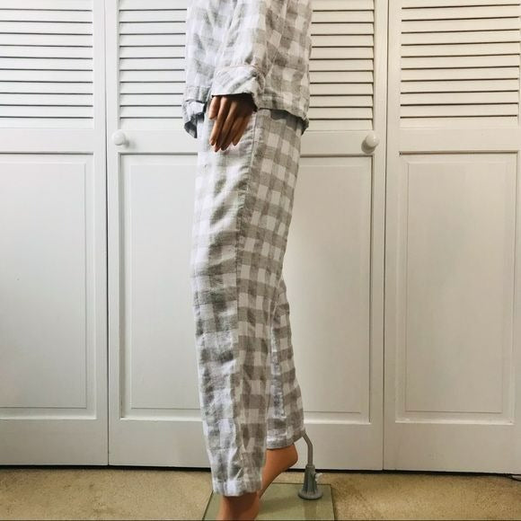 CHARTER CLUB Gray White Plaid Pajama Set Size M