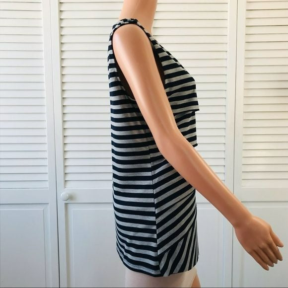 VERVE AMI Black Gray Striped Sleeveless Shirt Size L