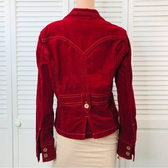 CHRISTOPHER BLUE Red Stretch Corduroy Jacket Size L
