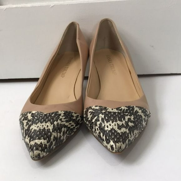 IVANKA TRUMP Beige Snakeskin Panel Kitten Heels Size 6.5M