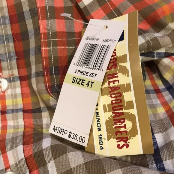 KIDS HEADQUARTERS Plaid Two Piece Set Size 4T
