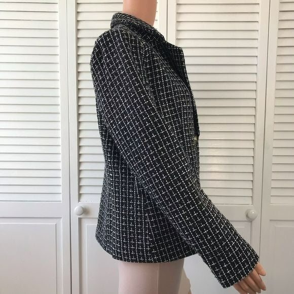 ANDREE By Unit Black White Plaid Sparkly Blazer Size L (new with tags)