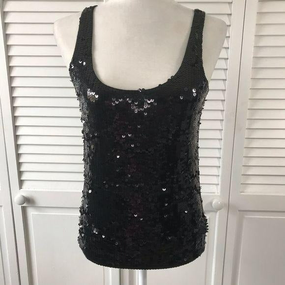 DKNY Black Sequin Tank Top Size P