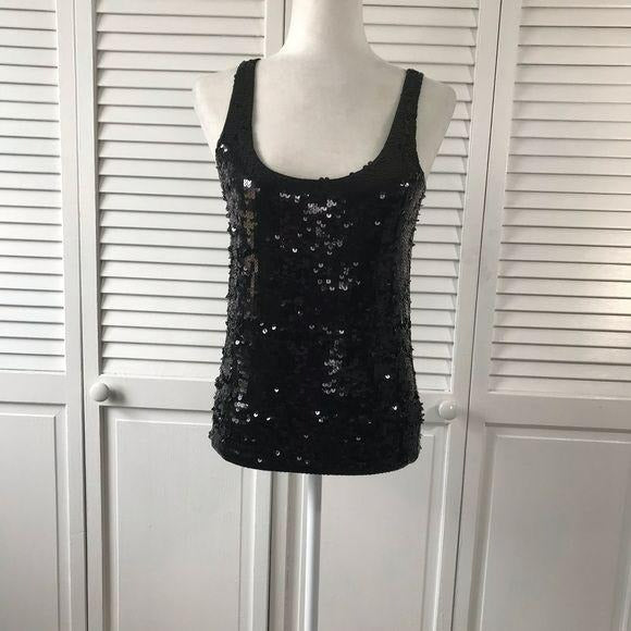 DKNY Black Sequin Tank Top Size P