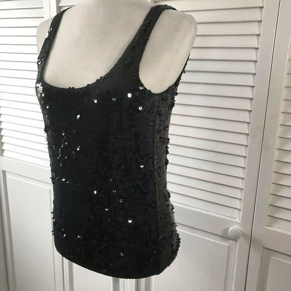 DKNY Black Sequin Tank Top Size P
