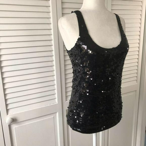 DKNY Black Sequin Tank Top Size P