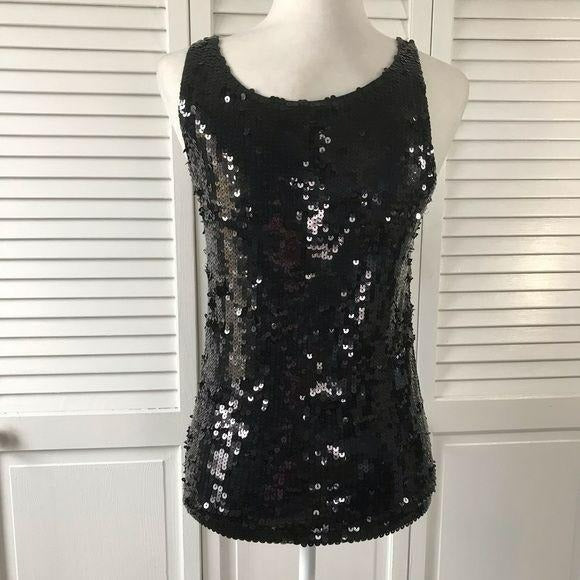 DKNY Black Sequin Tank Top Size P