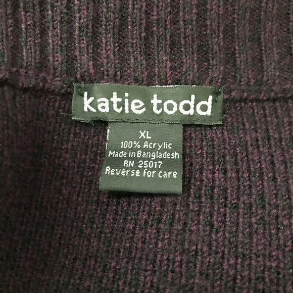 KATIE TODD Purple Zip Front Sweater Size XL