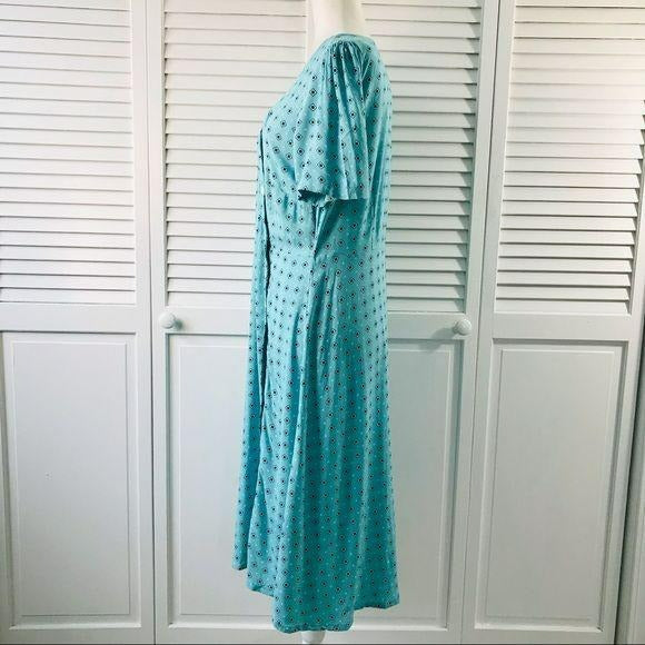 AMBRIA Aqua V-Neck Button Up Dress Size 8