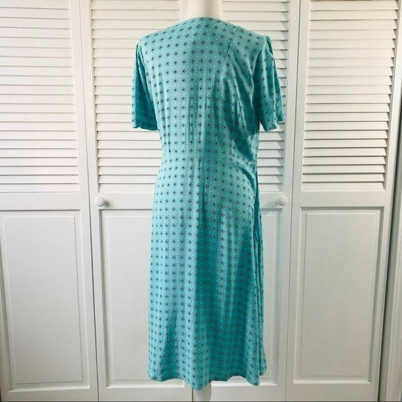 AMBRIA Aqua V-Neck Button Up Dress Size 8