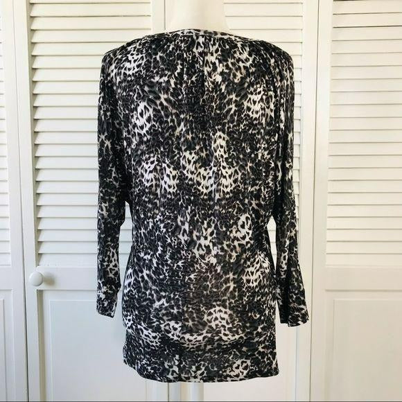 JENNIFER LOPEZ Black White Cold Shoulder Top