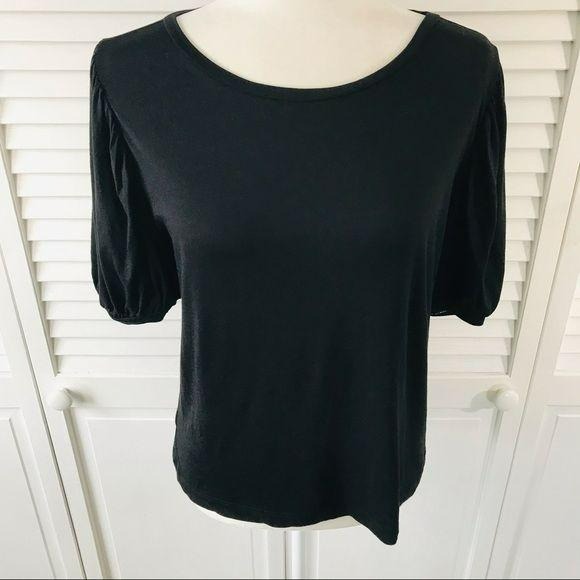 LOFT Black Scoop Neck Short Sleeve Shirt