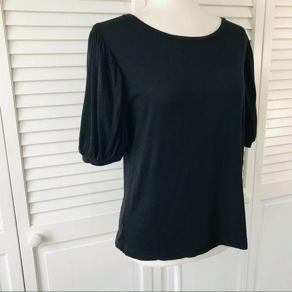 LOFT Black Scoop Neck Short Sleeve Shirt