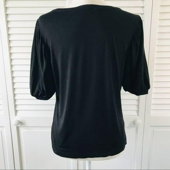 LOFT Black Scoop Neck Short Sleeve Shirt