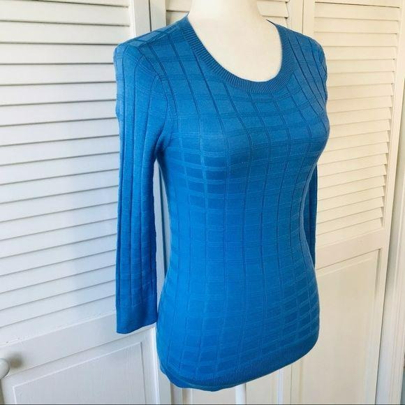 HALOGEN Blue Cotton Blend Sweater Size XS