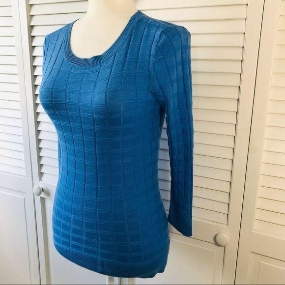 HALOGEN Blue Cotton Blend Sweater Size XS