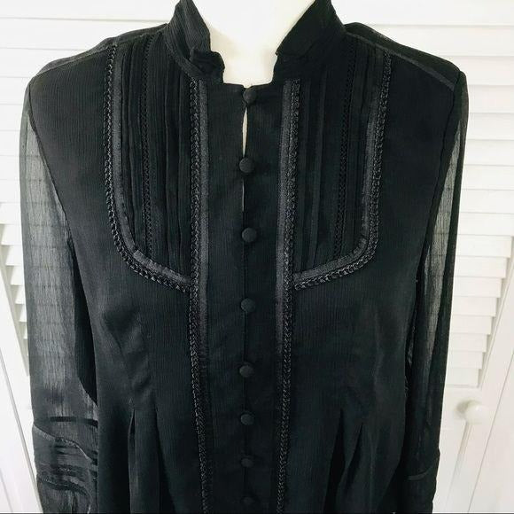 COLDWATER CREEK Black Button Down Blouse Size S