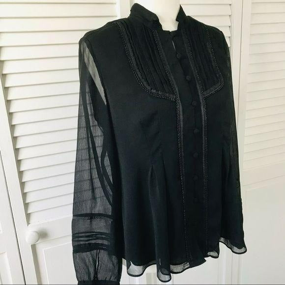COLDWATER CREEK Black Button Down Blouse Size S
