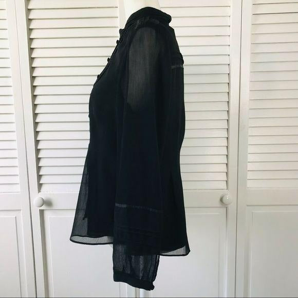 COLDWATER CREEK Black Button Down Blouse Size S