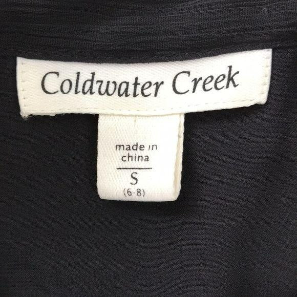COLDWATER CREEK Black Button Down Blouse Size S