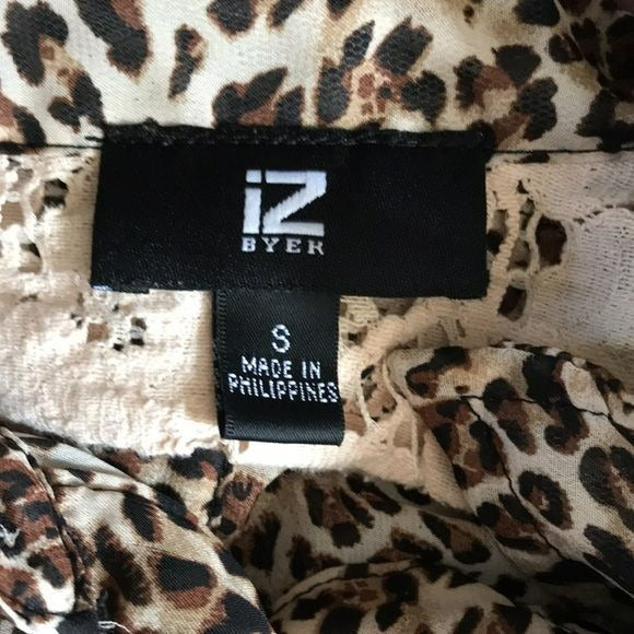 IZ BYER Cheetah Print Button Down Blouse