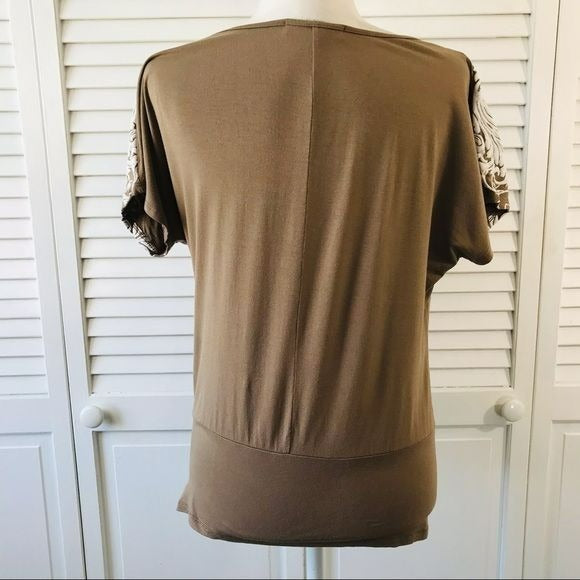 B.L.E.U Brown Short Sleeve Shirt Size S