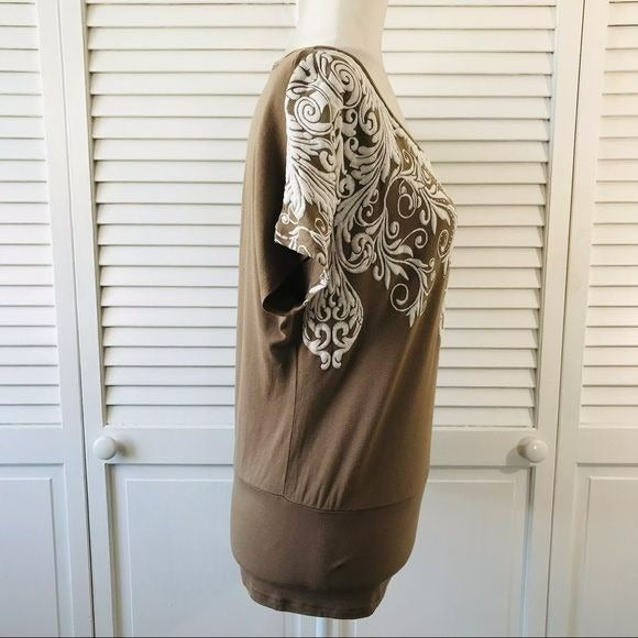 B.L.E.U Brown Short Sleeve Shirt Size S